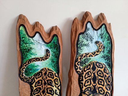 لوحتان فنيتان من  خشب  السدر الأحمر للفنانة البرازيلية siqueira  6